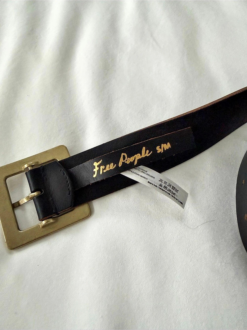 Free People Squared Up Leather Belt in Black & Brown - Picture 2 of 2